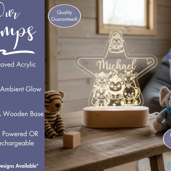 Personalized Animals Star Night Light – Custom LED Lamp for Kids - Picture 3 of 8